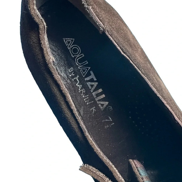Aquatalia Brown Suede Wedge Loafers with Velcro Closure - Picture 4 of 10